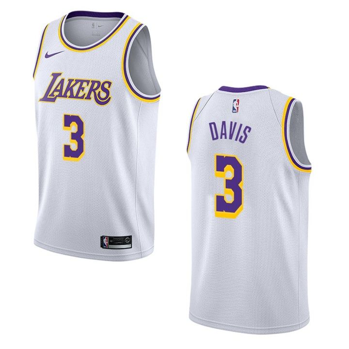 Men's Los Angeles Lakers #3 Anthony Davis Association Swingman Jersey - White