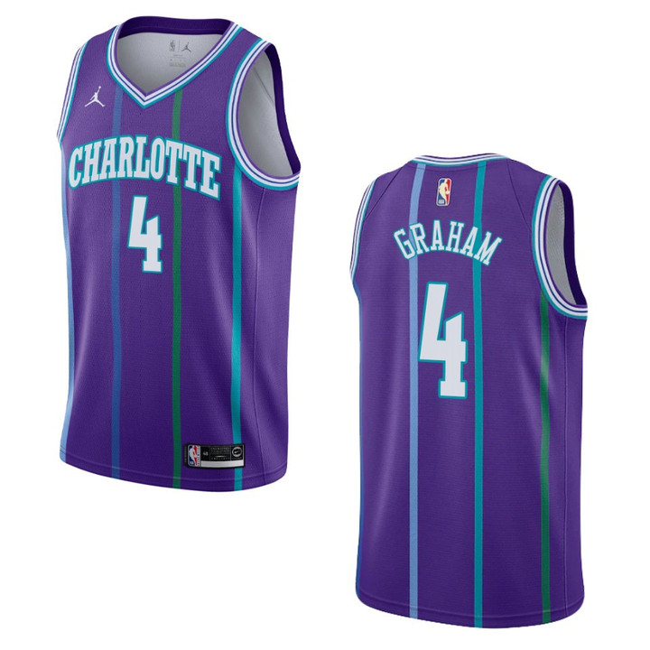 Men's Charlotte Hornets #4 Devonte' Graham Hardwood Classics Swingman Jersey - Purple