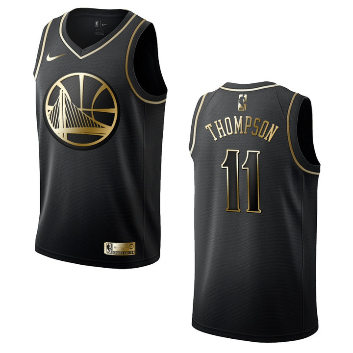 Men's Golden State Warriors #11 Klay Thompson Golden Edition Jersey - Black