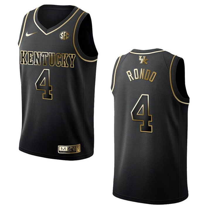 Men's Kentucky Wildcats #4 Rajon Rondo NCAA Golden Edition Jersey - Black