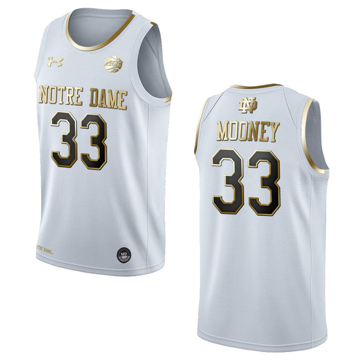 Men's Notre Dame Fighting Irish #33 John Mooney NCAA Golden Edition Jersey - White