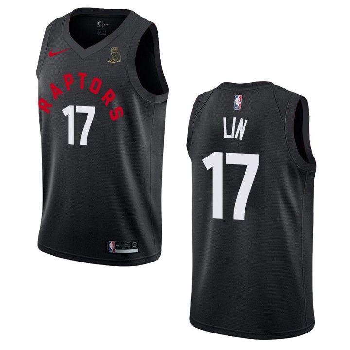 Men's Toronto Raptors #17 Jeremy Lin Drake OVO Collection Jersey - Black