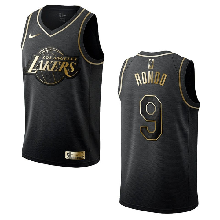 Men's Los Angeles Lakers #9 Rajon Rondo Golden Edition Jersey - Black