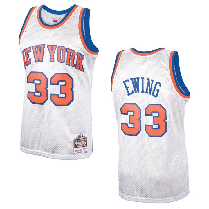Men's New York Knicks #33 Patrick Ewing Hardwood Classics Swingman Jersey - Platinum