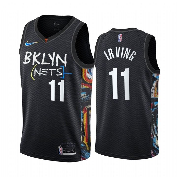 Kyrie Irving Brooklyn Nets Black City Edition Honor Basquiat 2020-21 Jersey