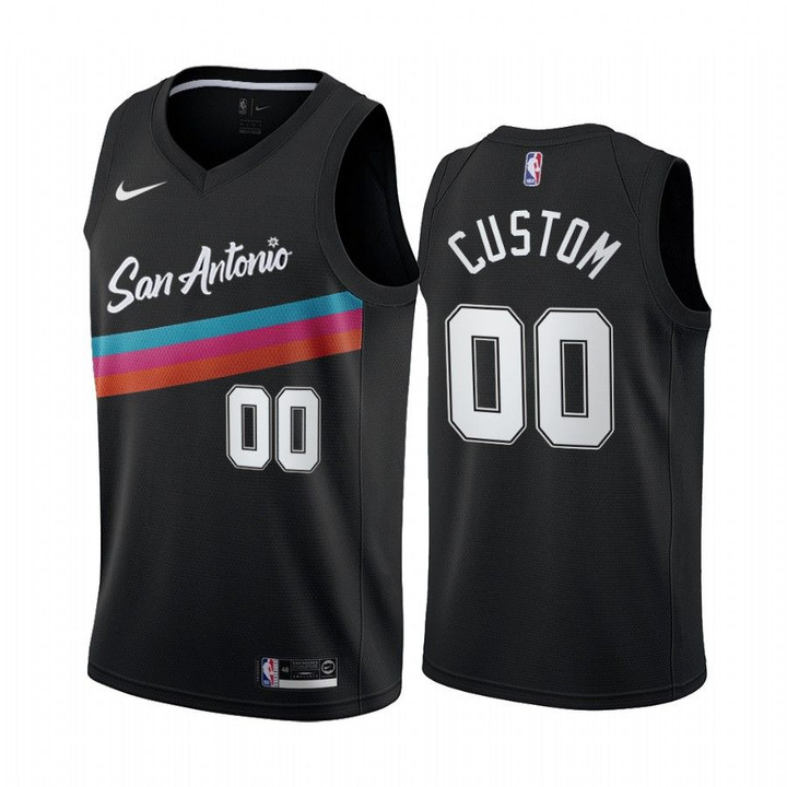 Custom San Antonio Spurs Black City Edition Fiesta Colors 2020-21 Jersey