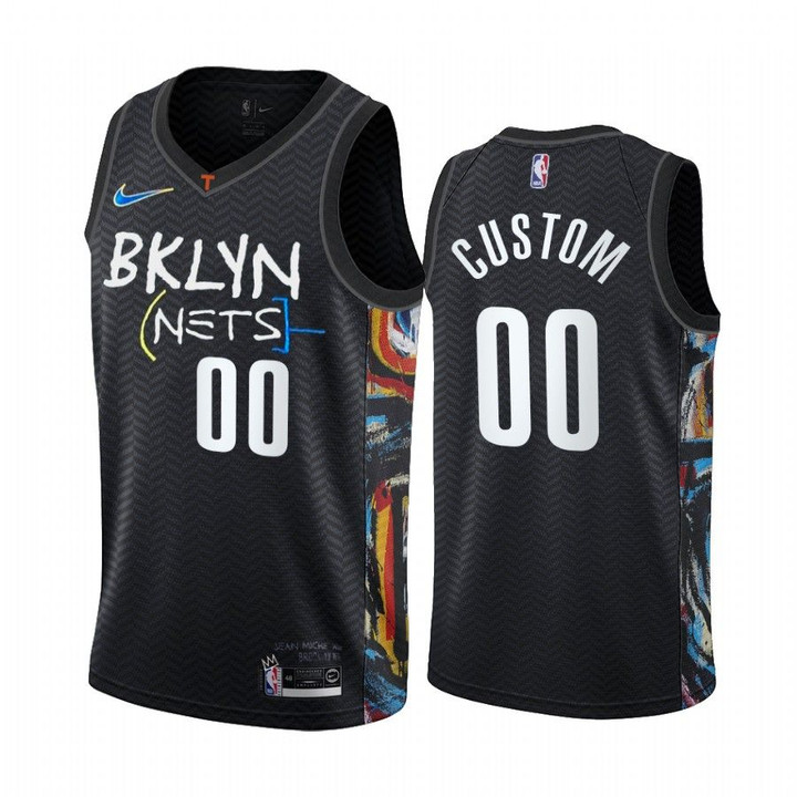Custom Brooklyn Nets Black City Edition Honor Basquiat 2020-21 Jersey