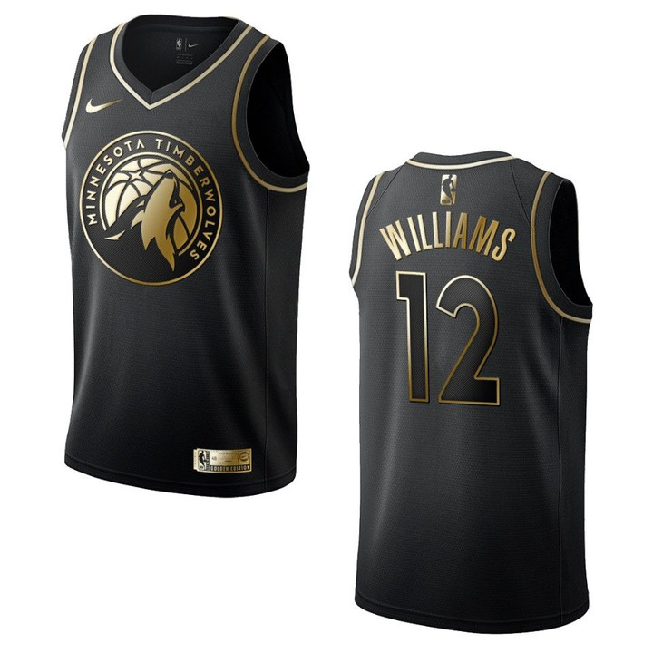 Men's Minnesota Timberwolves #12 C.J. Williams Golden Edition Jersey - Black