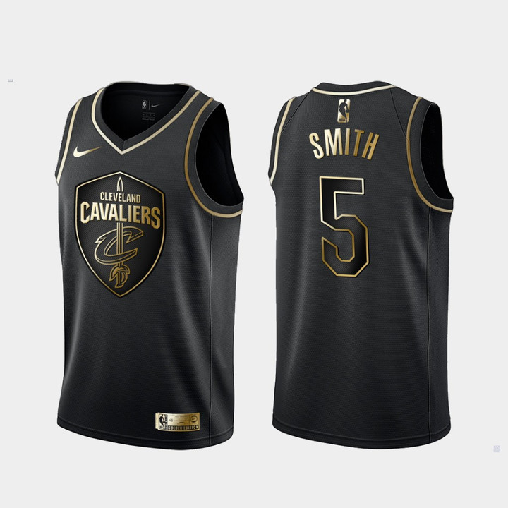 Men's Cleveland Cavaliers #5 J.R. Smith Golden Edition Jersey - Black