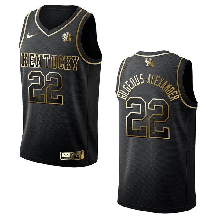 Men's Kentucky Wildcats #22 Shai Gilgeous-Alexander NCAA Golden Edition Jersey - Black