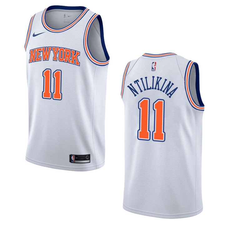 Men's New York Knicks #11 Frank Ntilikina Statement Swingman Jersey - White