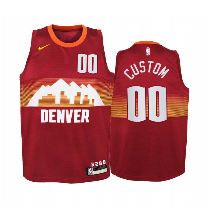 Custom Denver Nuggets 2020-21 City Red Youth Jersey - New Uniform