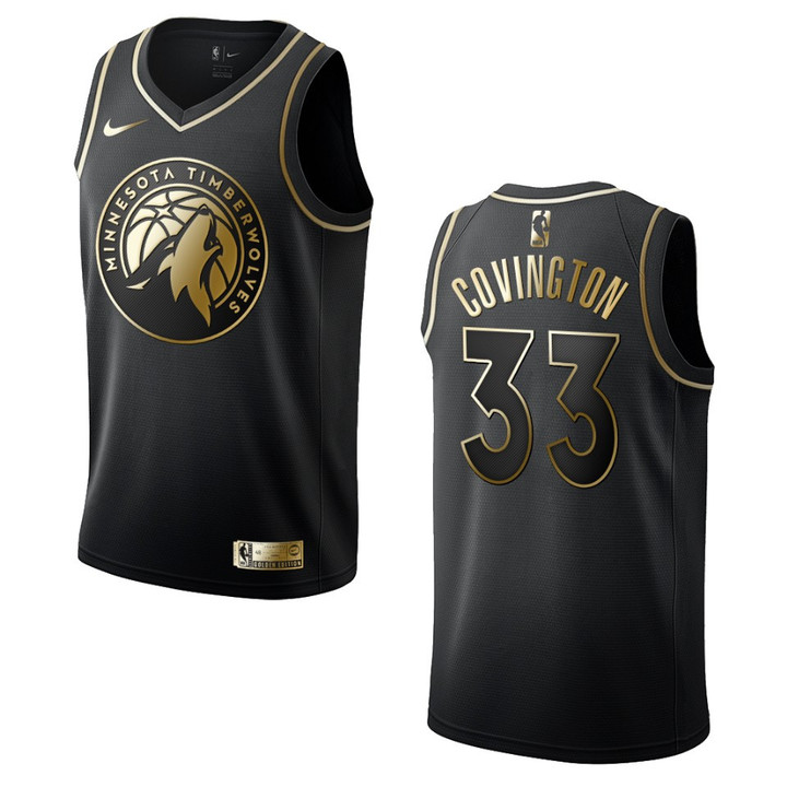 Men's Minnesota Timberwolves #33 Robert Covington Golden Edition Jersey - Black