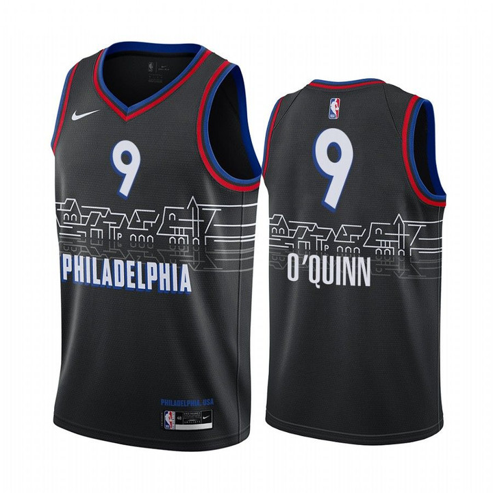 Philadelphia 76ers Kyle O'Quinn 2020-21 Jersey City Edition Black Boathouse Row