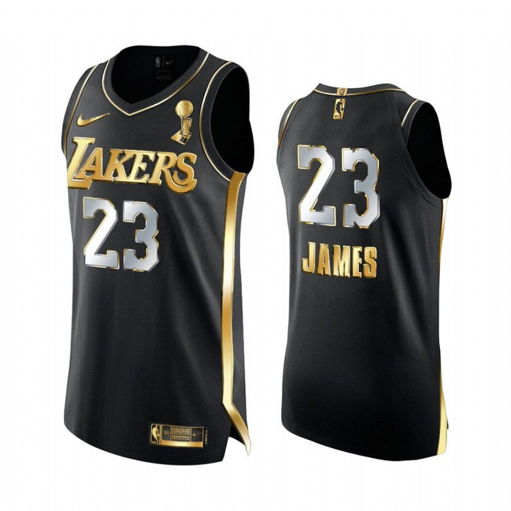 LeBron James Lakers 17X NBA Finals Champions Black Golden Jersey Social justice