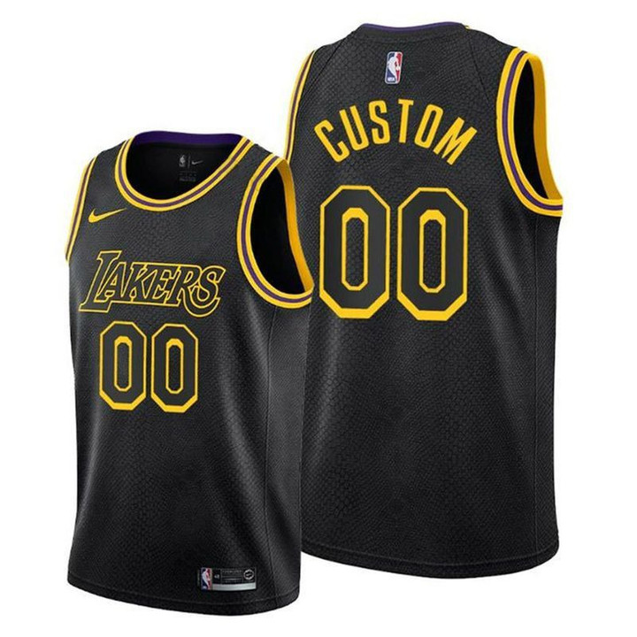 Men's Los Angeles Lakers Black Active Custom With Gigi Patch Stitched Jersey