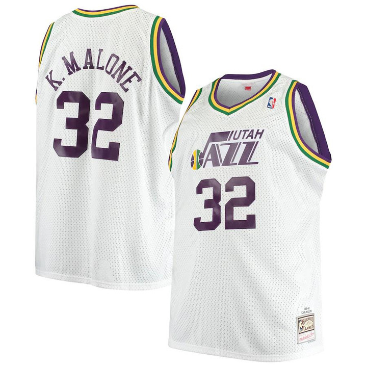 Karl Malone Utah Jazz Mitchell & Ness Big & Tall Hardwood Classics Jersey - White