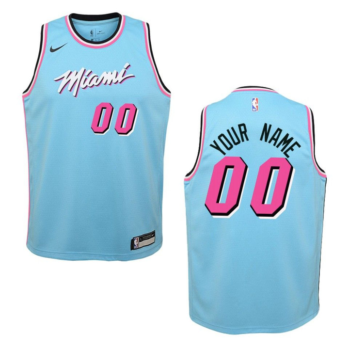 Youth 2019-20 Miami Heat #00 Custom City Swingman Jersey - Blue