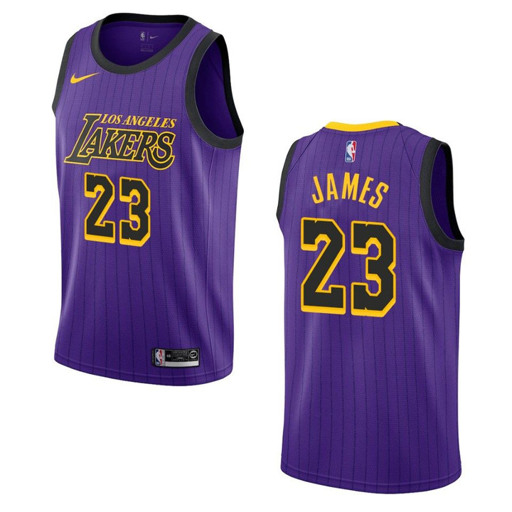 Men's 2019-20 Los Angeles Lakers #23 LeBron James City Swingman Jersey - Purple