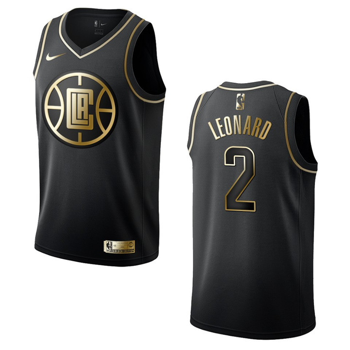 Men's Los Angeles Clippers #2 Kawhi Leonard Golden Edition Jersey - Black