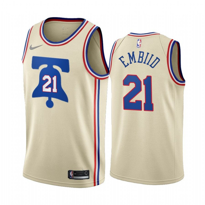 2020-21 Philadelphia 76ers Joel Embiid Earned Edition Cream #21 Jersey