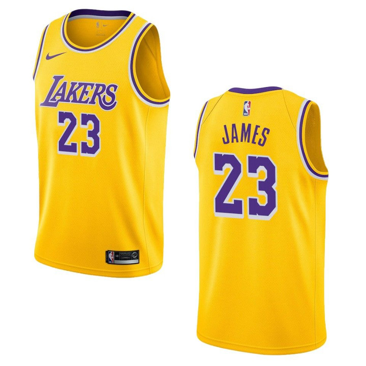 Men's 2019-20 Los Angeles Lakers #23 LeBron James Icon Swingman Jersey - Gold