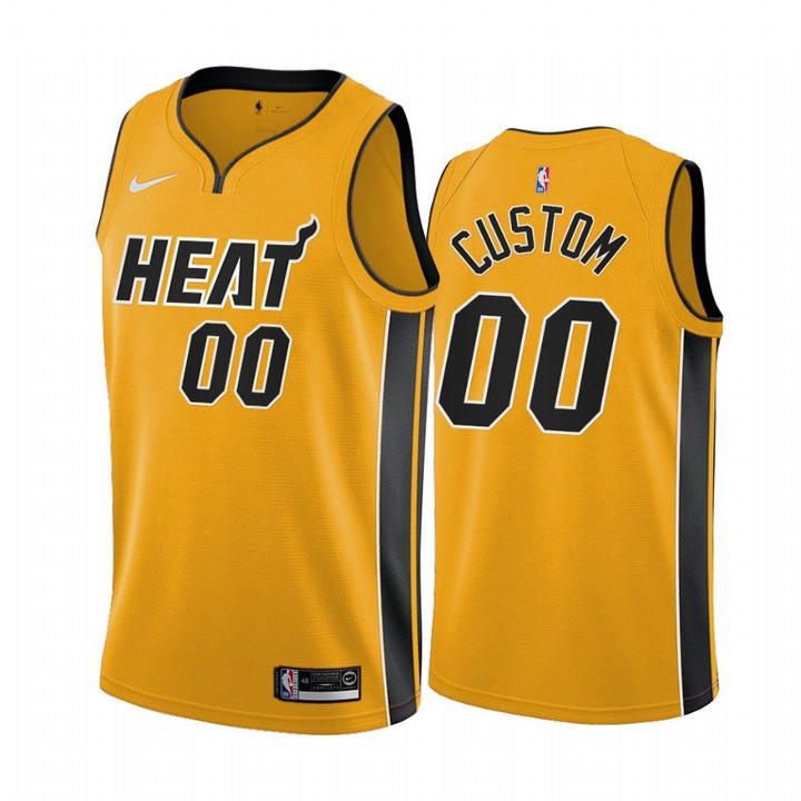 2020-21 Miami Heat Custom Earned Edition Yellow #00 Jersey