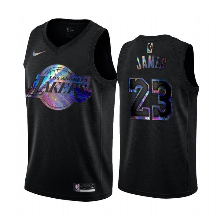 Los Angeles Lakers LeBron James #23 Jersey Iridescent Black 2021 HWC Limited