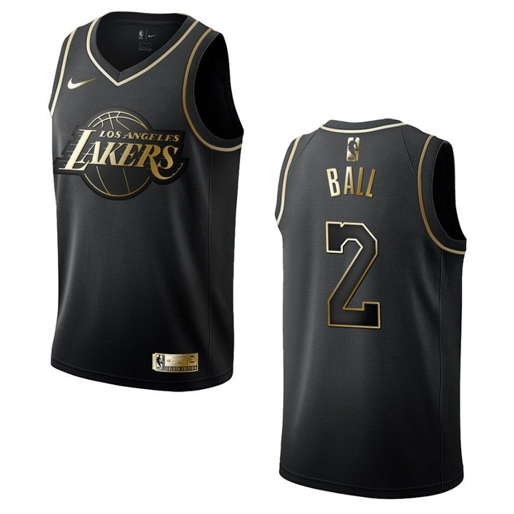 Men's Los Angeles Lakers #2 Lonzo Ball Golden Edition Jersey - Black