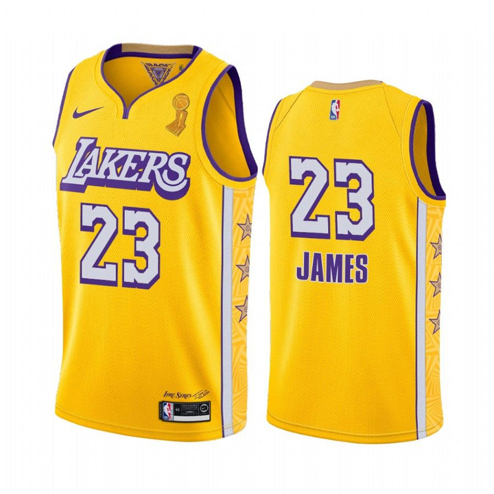 LeBron James Lakers 2020 NBA Finals Champions Gold Jersey Social justice