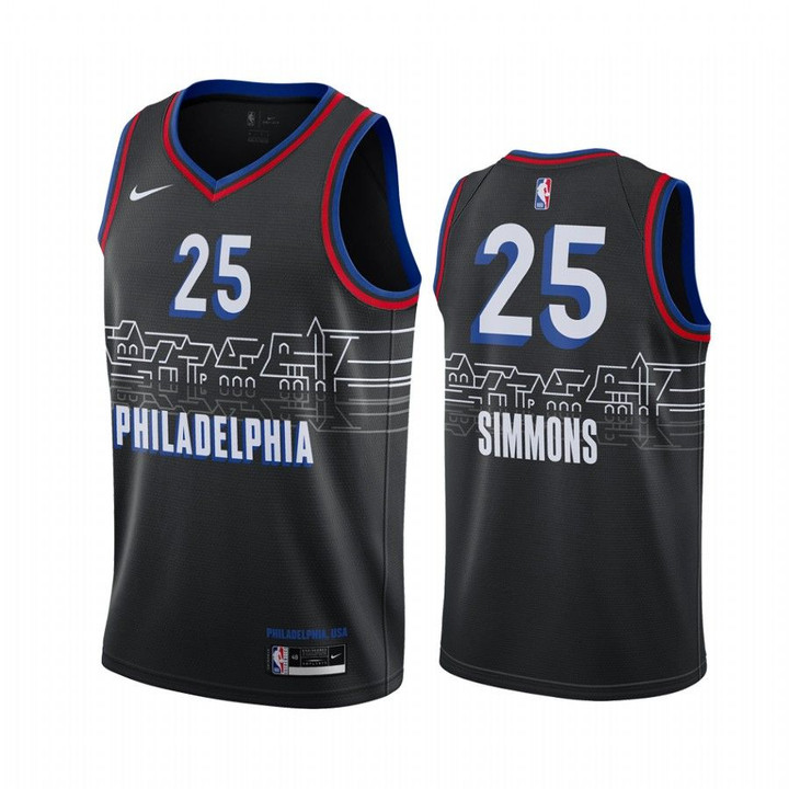 Philadelphia 76ers Ben Simmons 2020-21 Jersey City Edition Black Boathouse Row