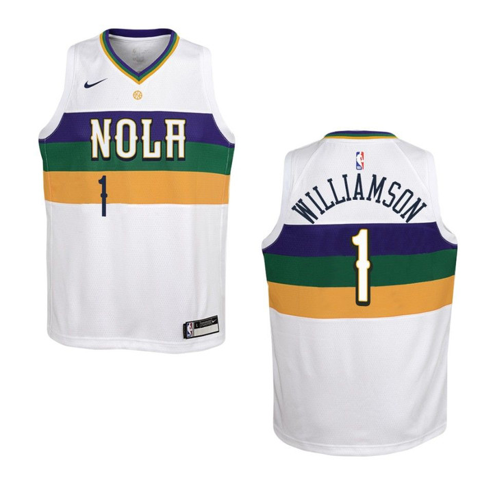 Youth New Orleans Pelicans #1 Zion Williamson City Swingman Jersey - White