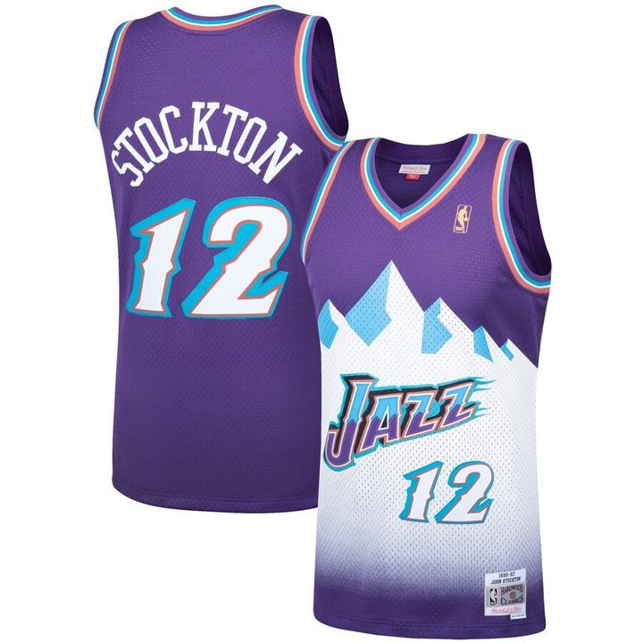 John Stockton Utah Jazz Mitchell & Ness 1996-97 Hardwood Classics Swingman Player Jersey - Purple