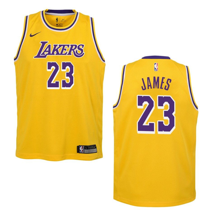 Youth Los Angeles Lakers #23 Lebron James Icon Swingman Jersey - Gold