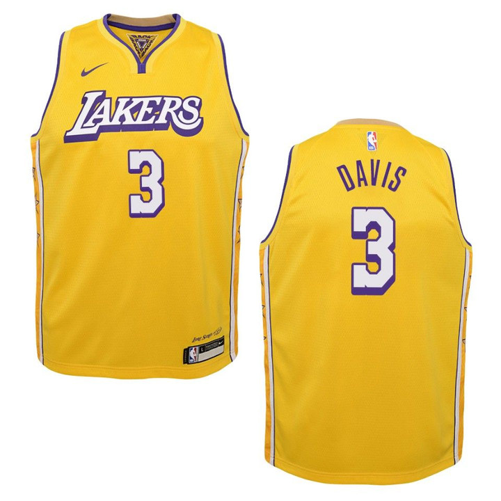Youth 2019-20 Los Angeles Lakers #3 Anthony Davis City Swingman Jersey - Gold