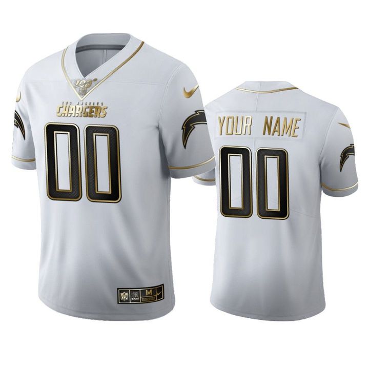 Custom Chargers White 100th Season Golden Edition Jersey