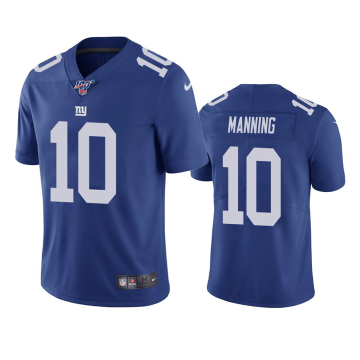 New York Giants Eli Manning Royal 100th Season Vapor Limited Jersey