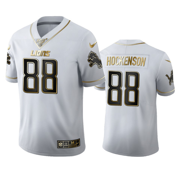 T.J. Hockenson Lions White 100th Season Golden Edition Jersey