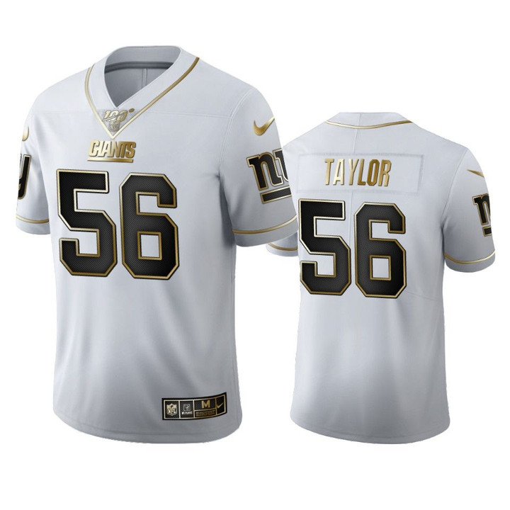 Lawrence Taylor Giants White 100th Season Golden Edition Jersey
