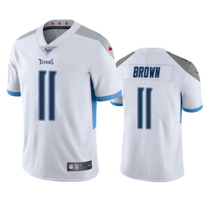 Tennessee Titans A.J. Brown White 100th Season Vapor Limited Jersey