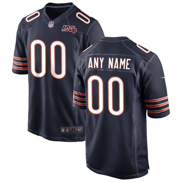Chicago Bears Nike 2019 100th Season Custom Game Jersey - Navy