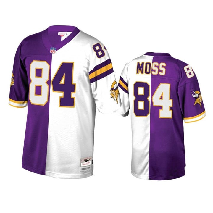Minnesota Vikings Randy Moss Purple White Retired Player Split Jersey