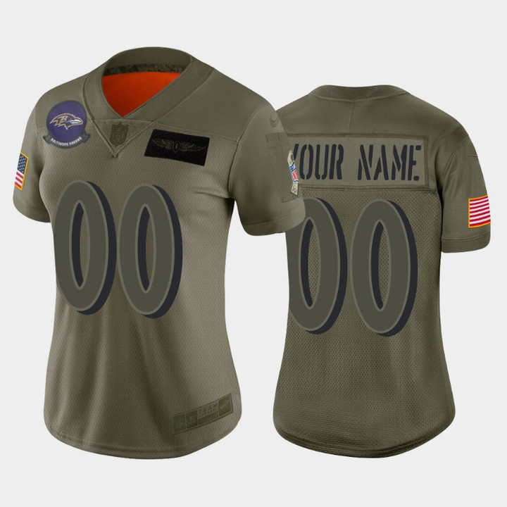 Women's Baltimore Ravens Custom Camo 2019 Salute to Service Limited Jersey