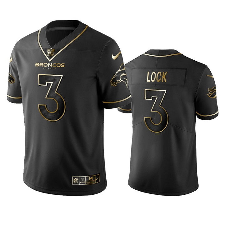 Drew Lock Broncos Black Golden Edition Vapor Limited Jersey