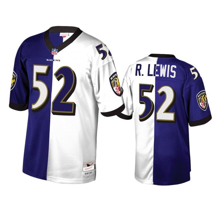Baltimore Ravens Ray Lewis Purple White Retired Player Split Jersey