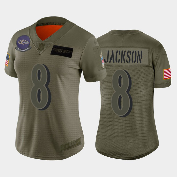Women's Baltimore Ravens Lamar Jackson Camo 2019 Salute to Service Limited Jersey