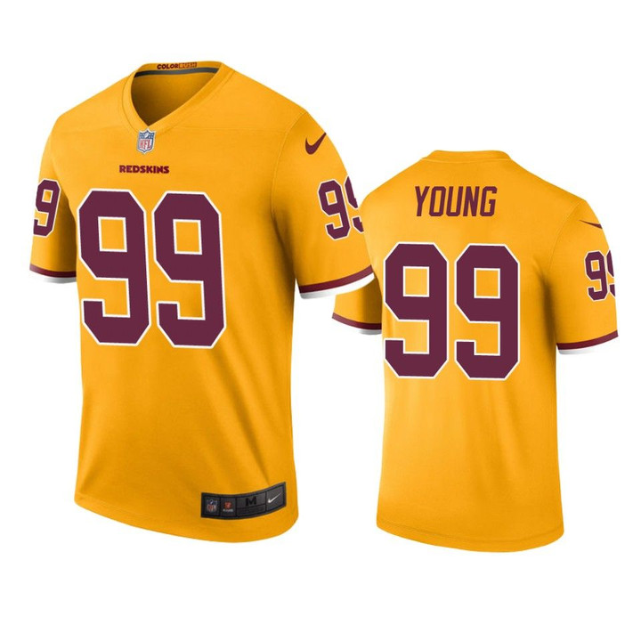 Washington Redskins Chase Young Gold Color Rush Legend Jersey