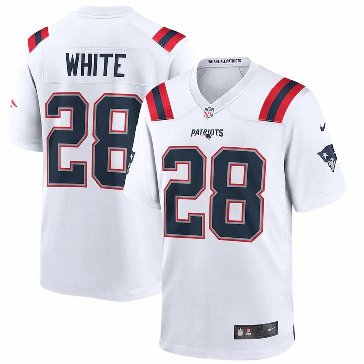 Men's New England Patriots James White Nike White Game Jersey