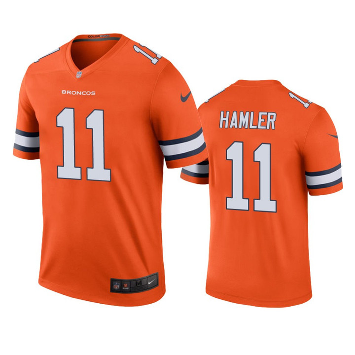 Denver Broncos K.J. Hamler Orange Color Rush Legend Jersey