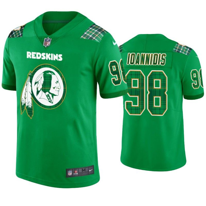 St. Patrick's Day Washington Redskins #98 Matt Ioannidis Jersey Kelly Green - Men
